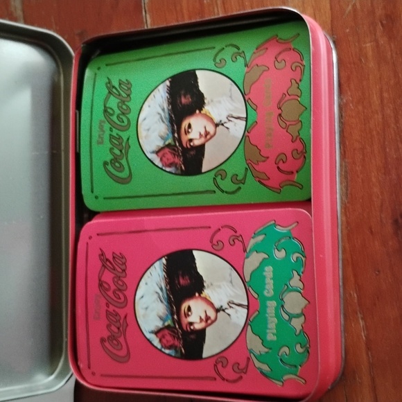 Coca-Cola Vintage Tin Two Decks Of Card w/Score Pad & ✏️ - Picture 1 of 16